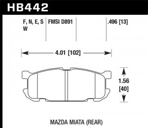 (image for) Hawk 01-02 Miata w/ Sport Suspension HPS Street Rear Brake Pads (D891)