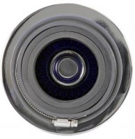 (image for) K&N Universal Air Filter Chrome Round Tapered Blue - 4in Flange ID x 1.125in Flange Length x 5.5in H