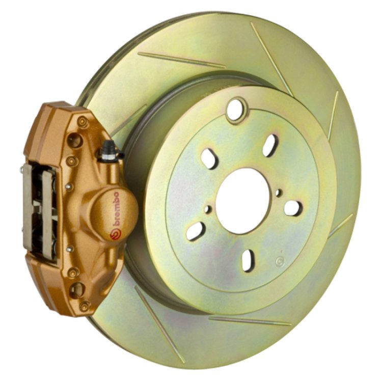(image for) Brembo 12-16 FRS Exc w/ Elec Park Brake Rr GT BBK 2 Pis Cast 2pc 316 x20 1pc Rtr Slot Type1-Gold