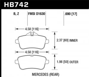 (image for) Hawk 12-15 Mercedes-Benz ML350/550 HPS 5.0 Rear Brake Pads