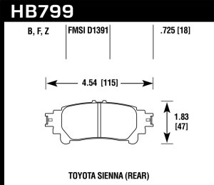 (image for) Hawk 14-16 Toyota Highlander Performance Ceramic Street Rear Brake Pads