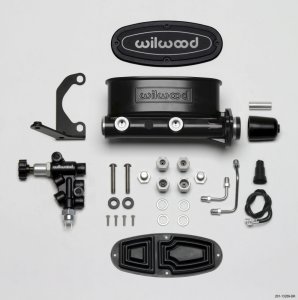 (image for) Wilwood HV Tandem M/C Kit w L/H Bracket & Prop Valve - 1in Bore Black