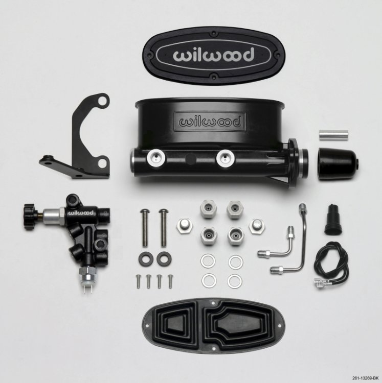 (image for) Wilwood HV Tandem M/C Kit w L/H Bracket & Prop Valve - 1in Bore Black