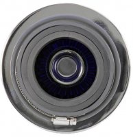 (image for) K&N Universal Air Filter Chrome Round Tapered Blue - 4in Flange ID x 1.125in Flange Length x 5.5in H