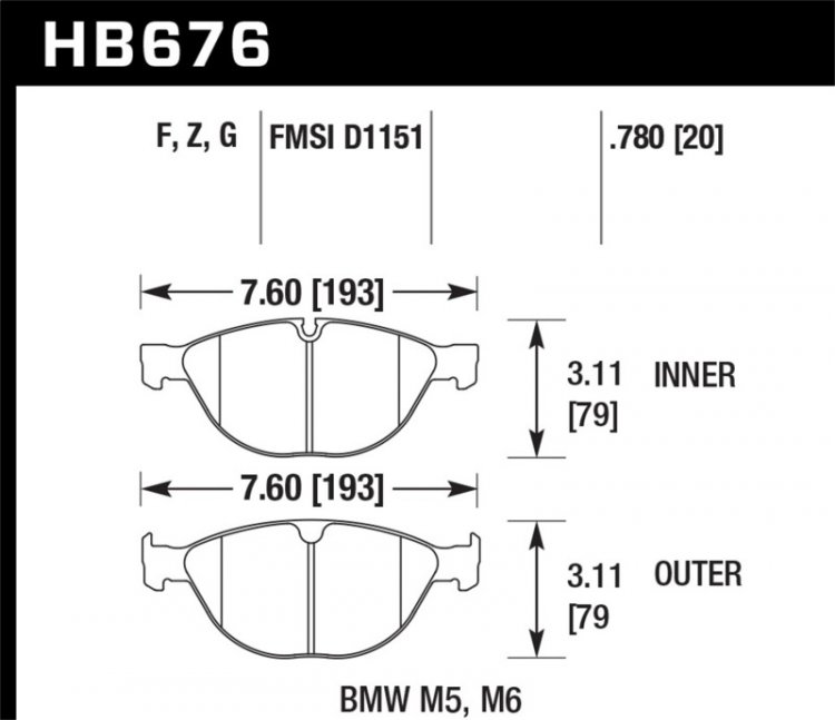 (image for) Hawk 06-10 BMW M5/M6 HPS Street Front Brake Pads