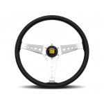 (image for) Momo California Steering Wheel 360 mm - Black Leather/White Stitch/Pol Spokes