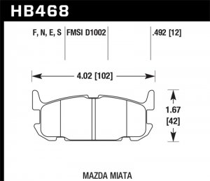 (image for) Hawk 03-05 Miata w/ Sport Suspension HPS Street Rear Brake Pads (D1002)