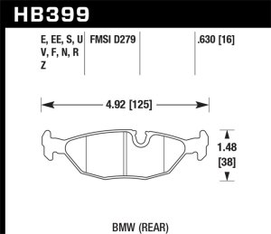 (image for) Hawk BMW Motorsport 16mm Thick DTC-60 Rear Race Brake Pads