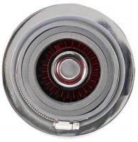 (image for) K&N Universal Air Filter Chrome Round Tapered Red - 4in Flange ID x 1.125in Flange Length x 5.5in H
