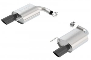 (image for) Borla S-Type Rear Section 15-17 Ford Mustang GT 5.0L V8 MT/AT 2.5in pipe 4in tip (Black Chrome)