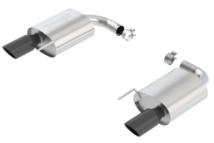 (image for) Borla S-Type Rear Section 15-17 Ford Mustang GT 5.0L V8 MT/AT 2.5in pipe 4in tip (Black Chrome)