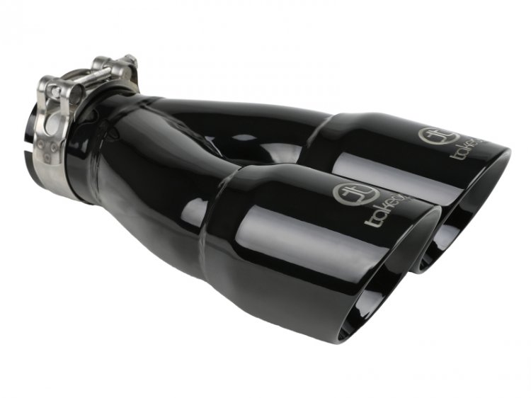 (image for) aFe Takeda 2.5in 304 Stainless Steel Clamp-on Exhaust Tip 2.5in Inlet 3in Dual Outlet - Black