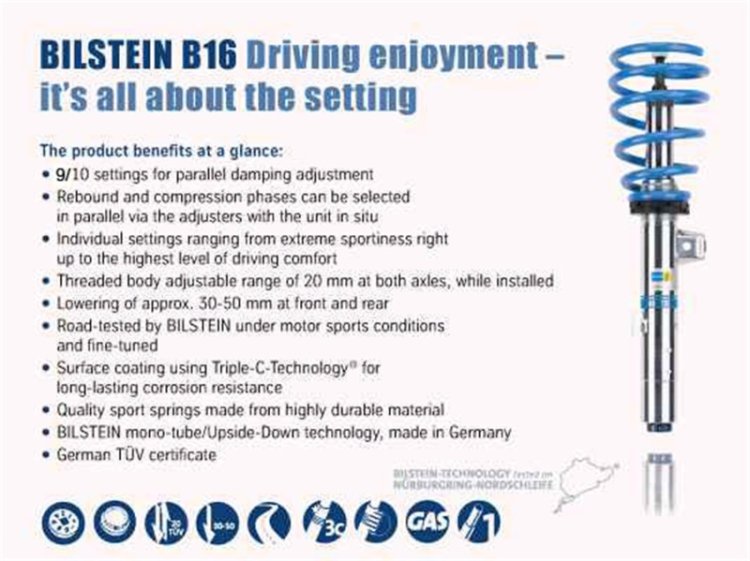 (image for) Bilstein B16 (PSS10) Front & Rear Performance Suspension System 15+ Audi A3 / VW Golf ALL
