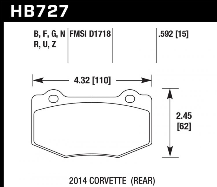 (image for) Hawk 2014 Chevrolet Corvette DTC-70 Rear Brake Pads