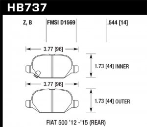 (image for) Hawk 12-15 Fiat 500 Abarth Rear HPS 5.0 Brake Pads