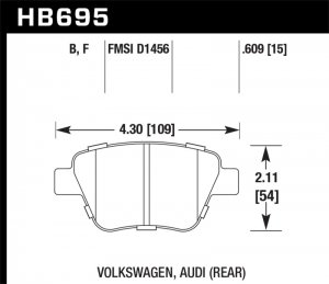(image for) Hawk 12 Audi A3 / 11-12 VW Golf GTI/Jetta S/Jetta SE/Jetta SEL/Jetta TDI HPS Street Rear Brake Pads