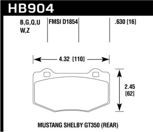 (image for) Hawk 15-17 Ford Mustang HPS 5.0 Rear Brake Pads