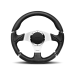 (image for) Momo Millenium Steering Wheel 350 mm - Black Leather/Black Stitch/Brshd Spokes