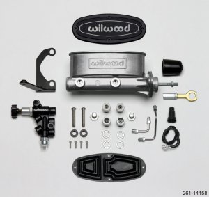 (image for) Wilwood HV Tandem M/C Kit w L/H Bracket & Prop Valve - 15/16in Bore-W/Pushrod - Early Mustang
