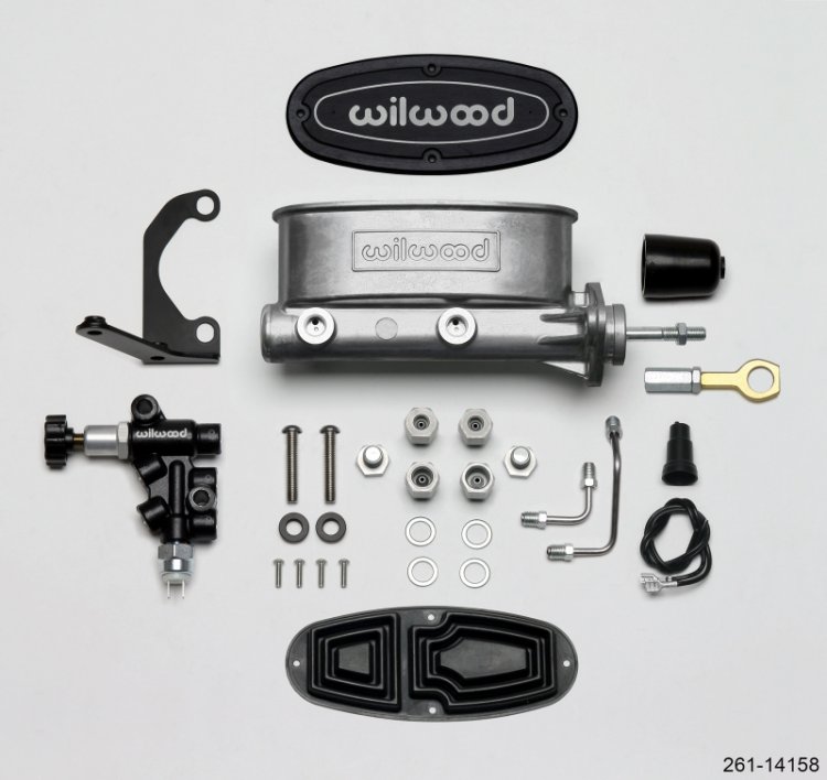 (image for) Wilwood HV Tandem M/C Kit w L/H Bracket & Prop Valve - 15/16in Bore-W/Pushrod - Early Mustang
