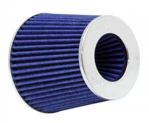 (image for) K&N Universal Air Filter Chrome Round Tapered Blue - 4in Flange ID x 1.125in Flange Length x 5.5in H