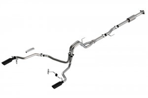 (image for) Borla F-150 2021 2.7L/3.5L 4dr CC SB EC STB Lari/King R/Plinum/LTD 3/2.25 SRE CB AK BLK CHR Tips