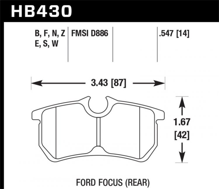 (image for) Hawk 00-07 Ford Focus DTC30 Rear Race Brake Pads
