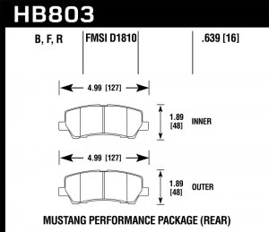 (image for) Hawk 15-17 Ford Mustang Performance Ceramic Rear Brake Pads
