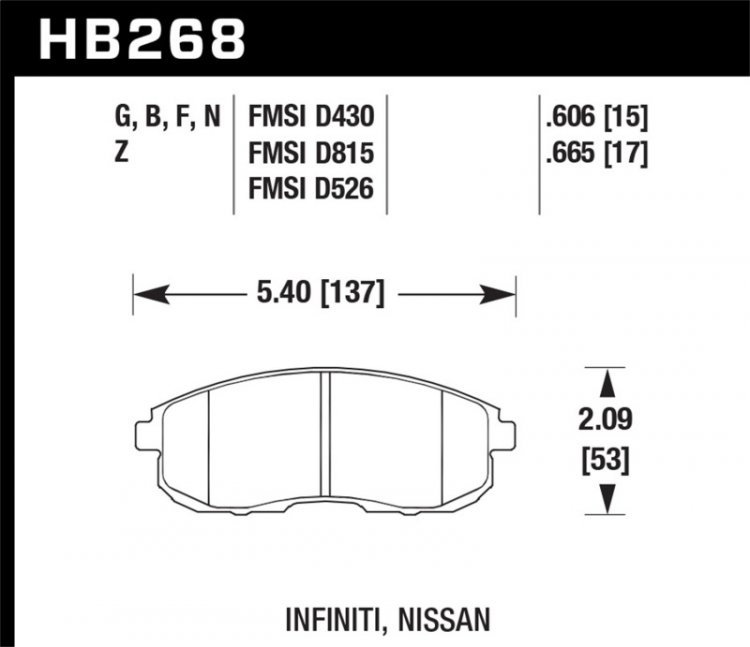 (image for) Hawk 03-04 G35/03-05 G35X/ 02-05 350z w/o Brembo HP+ Street Front Brake Pads