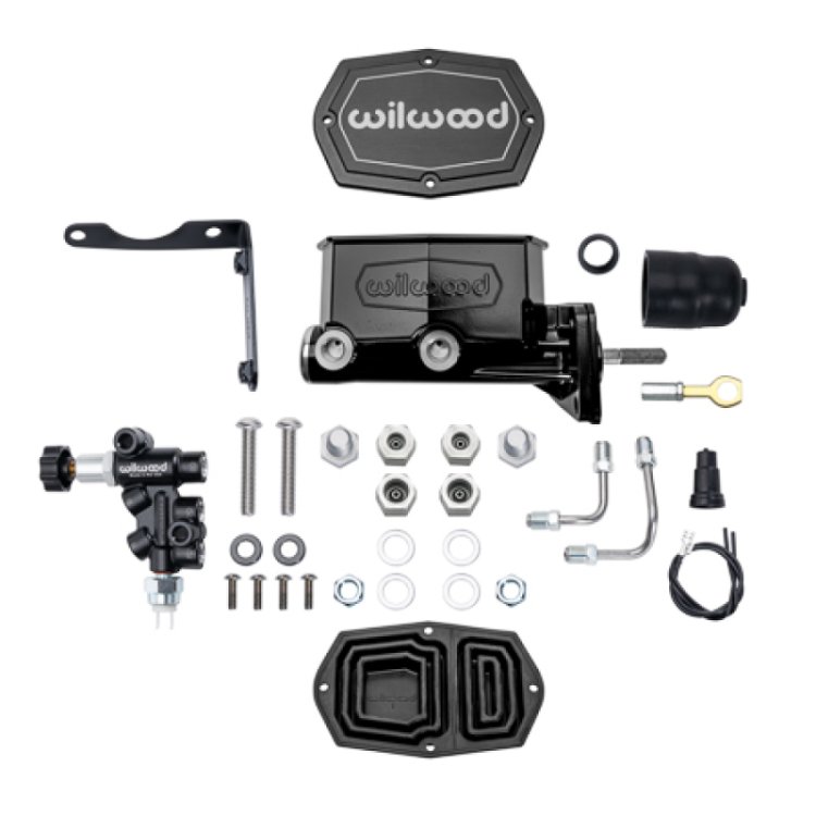 (image for) Wilwood Mopar Compact Tandem Master Cylinder Kit w/ Combination Valve & Pushrod 15/16in Bore - Black