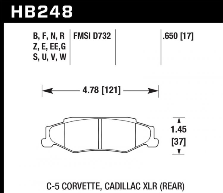 (image for) Hawk 97-06 Corvette (incl C5 Z06) HP+ Street Rear Brake Pads