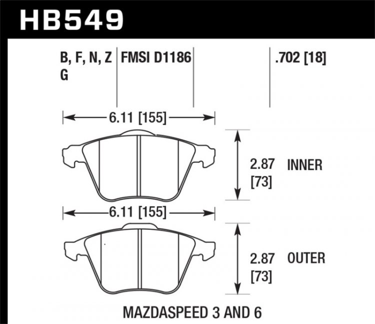 (image for) Hawk 07-08 Mazdaspeed3/06-07 Mazdaspeed6 HP+ Street Front Brake Pads