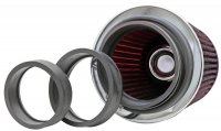 (image for) K&N Universal Air Filter Chrome Round Tapered Red - 4in Flange ID x 1.125in Flange Length x 5.5in H