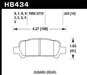 (image for) Hawk 02-03 WRX / 05-08 LGT D770 Performance Ceramic Street Rear Brake Pads