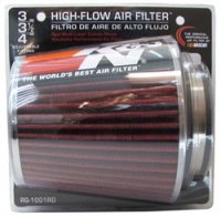 (image for) K&N Universal Air Filter Chrome Round Tapered Red - 4in Flange ID x 1.125in Flange Length x 5.5in H
