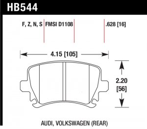 (image for) Hawk Audi A3 / A4 / A6 Quattro Performance Ceramic Rear Brake Pads