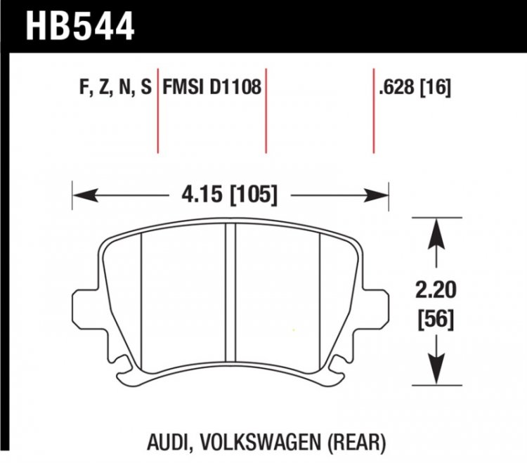 (image for) Hawk Audi A3 / A4 / A6 Quattro Performance Ceramic Rear Brake Pads
