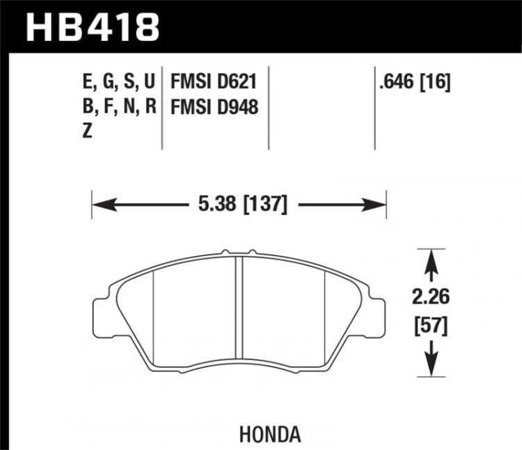 (image for) Hawk 02-06 RSX (non-S) Front / 03-09 Civic Hybrid / 04-05 Civic Si HPS Street Rear Brake Pads