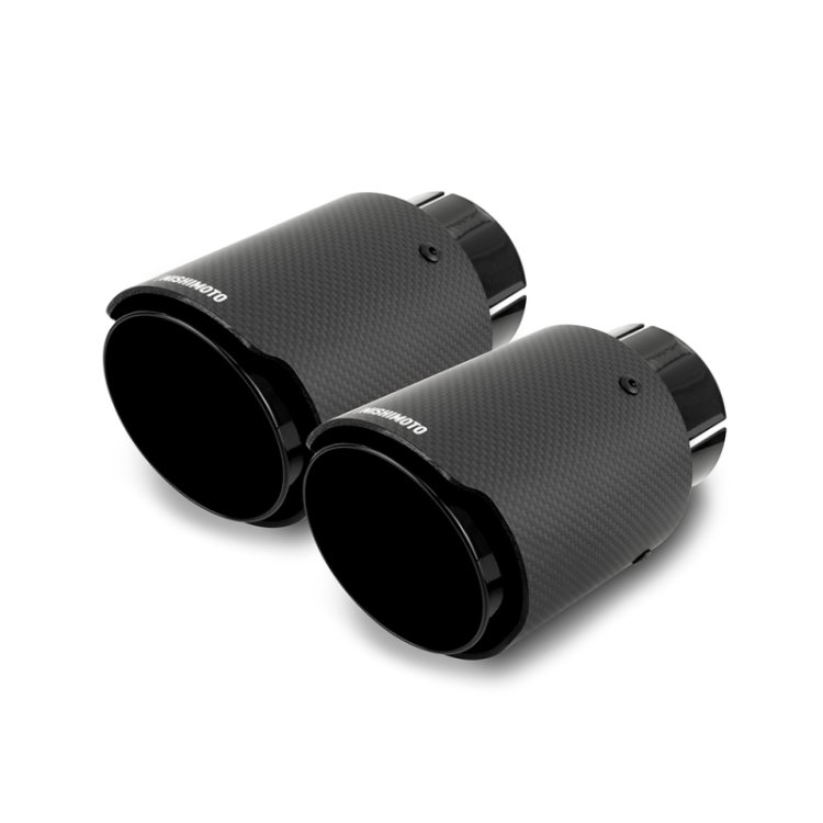 (image for) Mishimoto 2x Carbon Fiber Muffler Tip 2.5in Inlet 3.5in Outlet Black